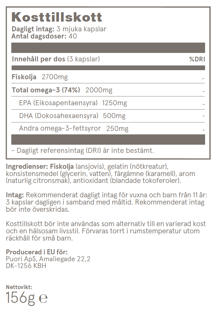 O3 - Kapslar med högkoncentrerad, ren fiskolja