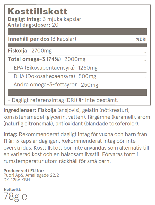 O3 - Kapslar med högkoncentrerad, ren fiskolja